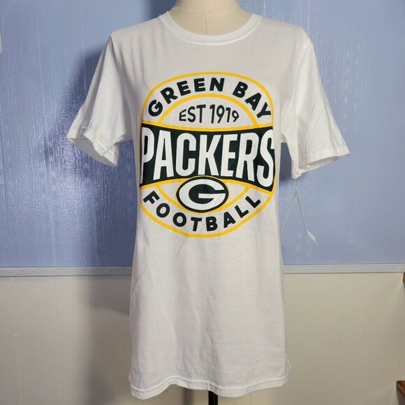 NFL Team Apparel Woman's Small Green Yellow White Packers Shortsleeve T-Shirt - Picture 1 of 9